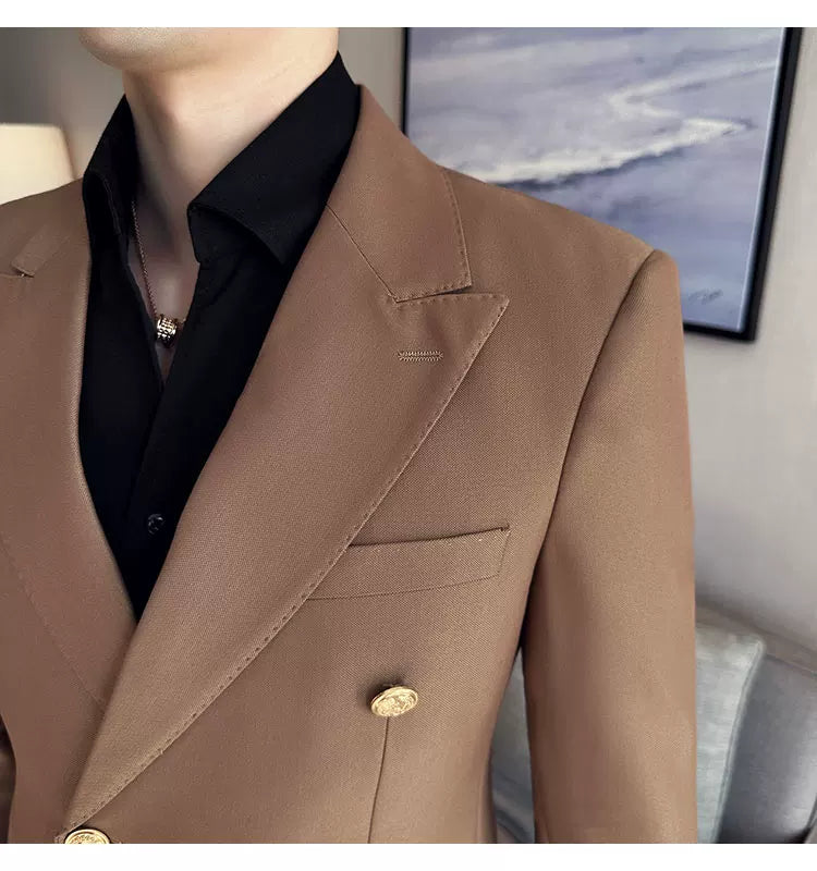 2023 Classic Luxury Mens  Double Breasted Suit Jacket Groom Wedding Tuxedos Business Casual Blazer Social Club Outfits Suit Coat