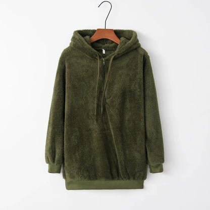 Fashion Trend Long-sleeved Hooded Solid Color, Women's Sweater Coat