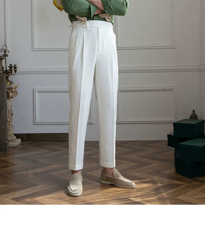Deer Sanxian Business Men's Summer Bubble Gauze Naples High Waist Straight Pants Japanese Breathable Casual Pants