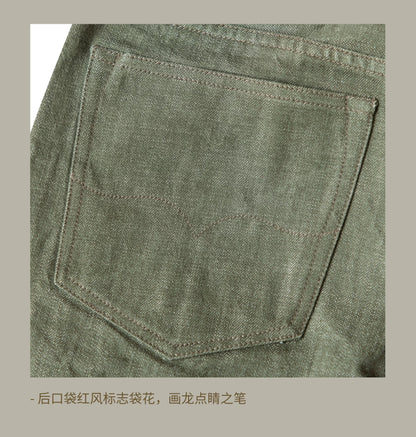 RT-511 Heavy Weight Indigo Selvage Washed 14oz Pants Sanforized Thick Raw Denim Jean Red Tornado