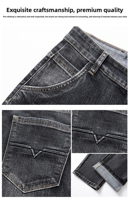 2026 Regular Fit Jeans Classic Style  Spring Summer New Men's Light Blue Stretch Denim Fabric Pants Male Brand