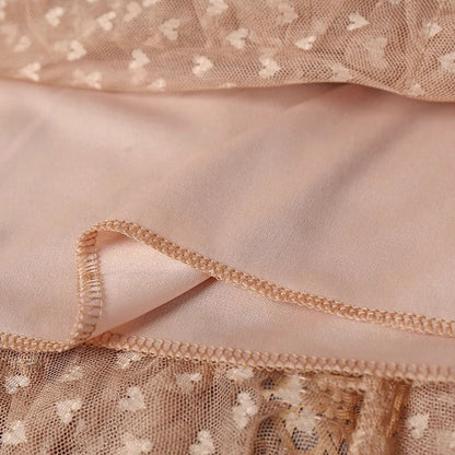 2026 Mesh Heart Printed Skirt Women Elastic High Waist Skirt Elegant Tulle A Line Ruffle Party Skirt Long Summer Saia Feminina