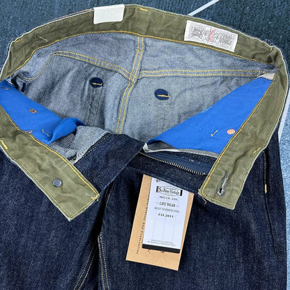 14oz Red Selvedge Denim Jeans for Men Heavyweight Raw Desilted Indigo Cotton Pants Youth Male Fashion Loose Straight Trousers