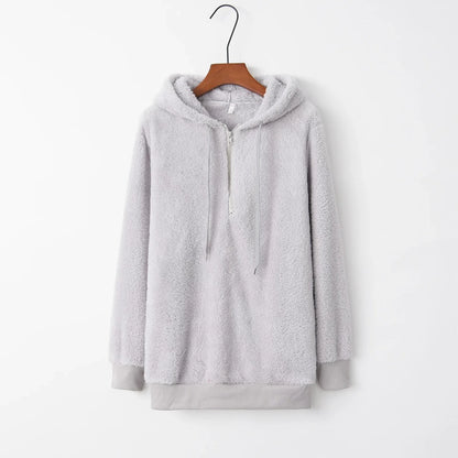 Fashion Trend Long-sleeved Hooded Solid Color, Women's Sweater Coat