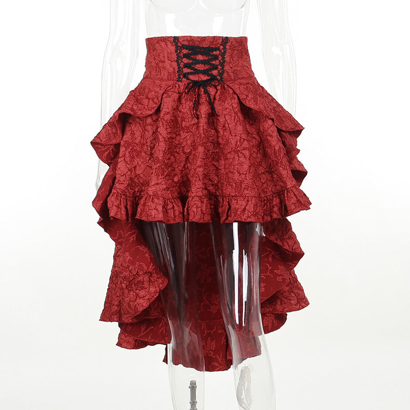 Fairycore Grunge Lolita Skirt Women Dark Gothic Christmas High Waist Bandage Corset Skirt Aesthetic Streetwear Partywear