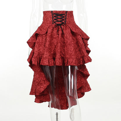 Fairycore Grunge Lolita Skirt Women Dark Gothic Christmas High Waist Bandage Corset Skirt Aesthetic Streetwear Partywear
