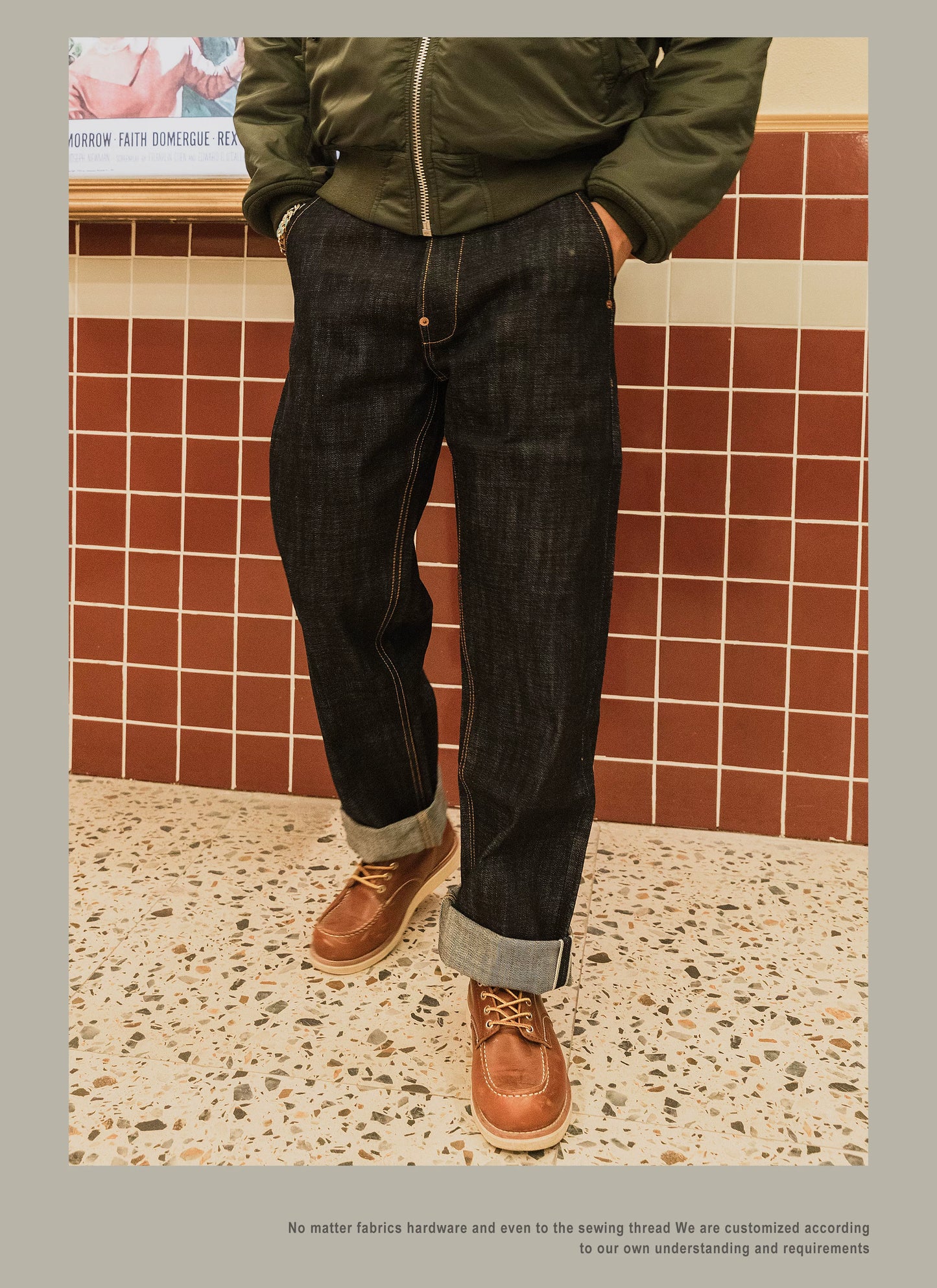 Heavy Weight 18oz Indigo Selvage Unwashed Pants Unsanforised Thick High Waist Raw Denim Jean