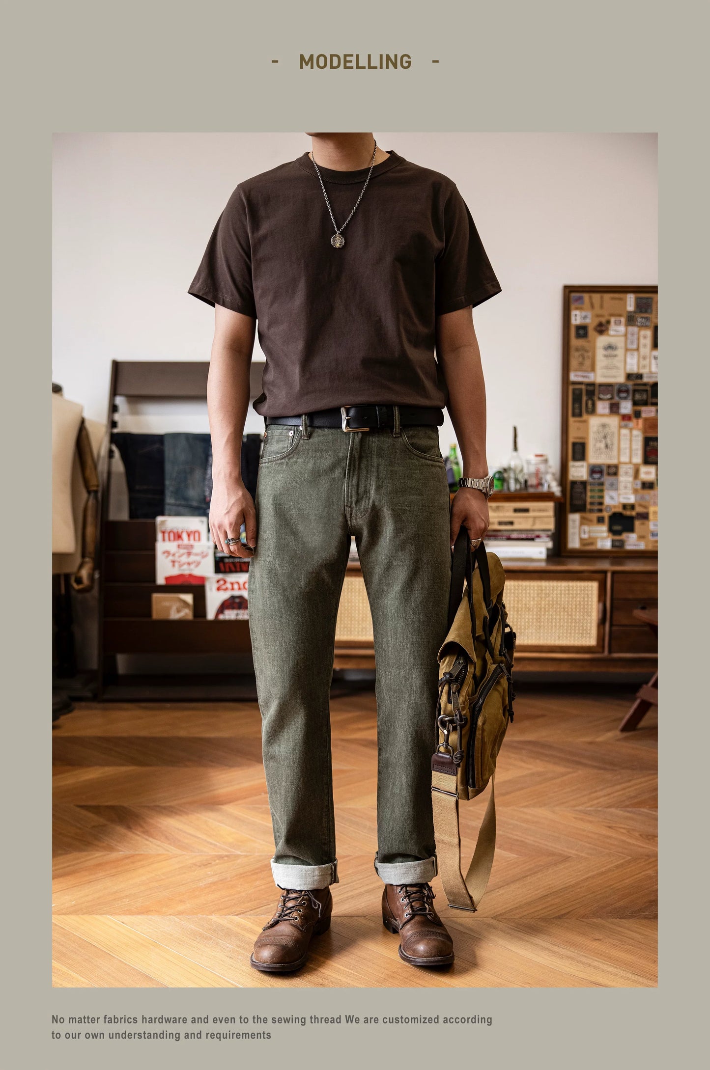 RT-511 Heavy Weight Indigo Selvage Washed 14oz Pants Sanforized Thick Raw Denim Jean Red Tornado
