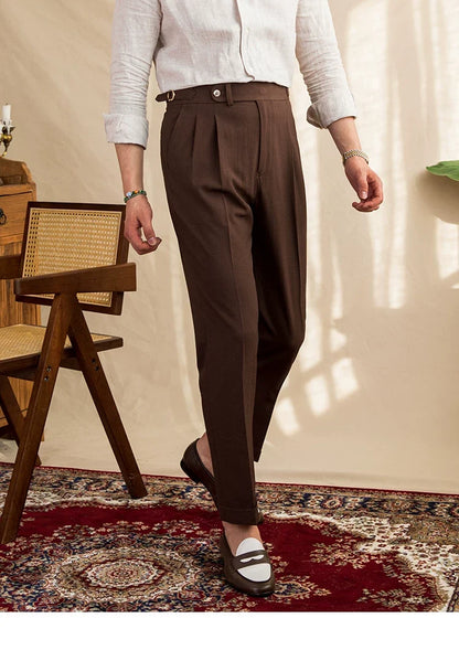 Deer Sanxian Business Men's Summer Bubble Gauze Naples High Waist Straight Pants Japanese Breathable Casual Pants