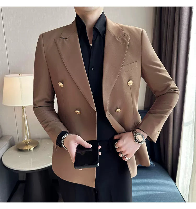 2023 Classic Luxury Mens  Double Breasted Suit Jacket Groom Wedding Tuxedos Business Casual Blazer Social Club Outfits Suit Coat