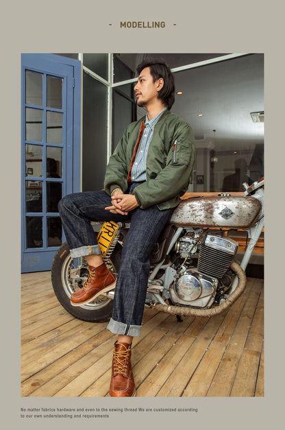 DN-0006 14oz Raw Indigo Selvage Washed Loose Fitting Pants Sanforised Denim Jean