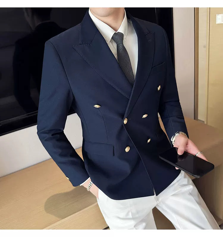 2023 Classic Luxury Mens  Double Breasted Suit Jacket Groom Wedding Tuxedos Business Casual Blazer Social Club Outfits Suit Coat