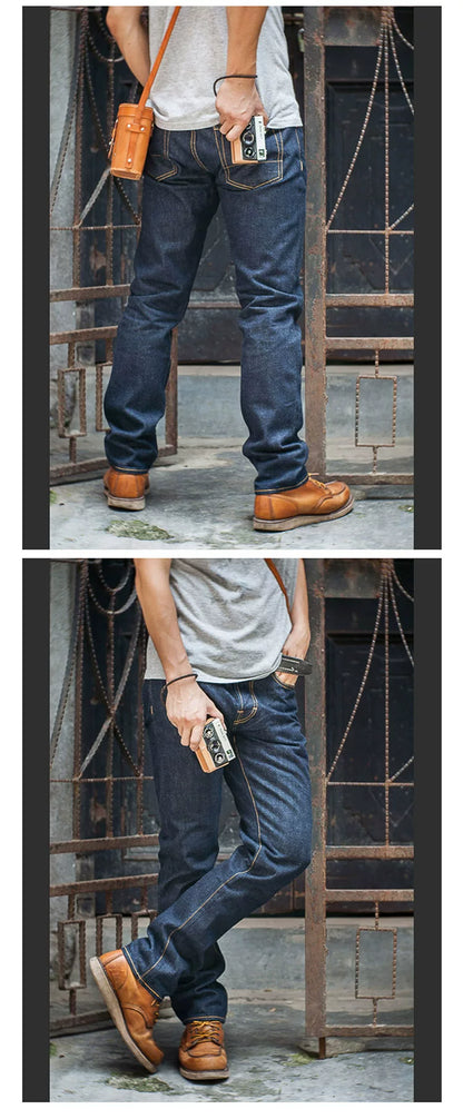 Heavy Weight Indigo Selvage Washed 16oz Pants Sanforized Thick Raw Denim Jean
