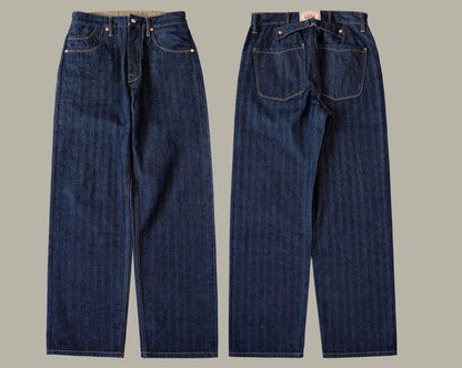 Vintage 15 Oz Indigo Selvage Stylish Trousers Mens Casual Raw Denim Jean Pants