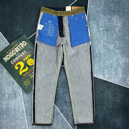 14oz Red Selvedge Denim Jeans for Men Heavyweight Raw Desilted Indigo Cotton Pants Youth Male Fashion Loose Straight Trousers