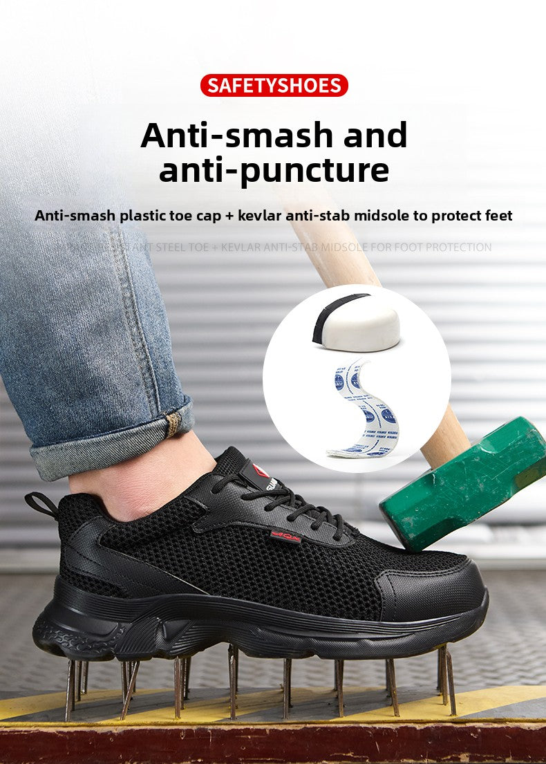 anti puncture men safety shoes summer breathable mesh work shoes industrial plastic toe sneakers construction insulated shoes