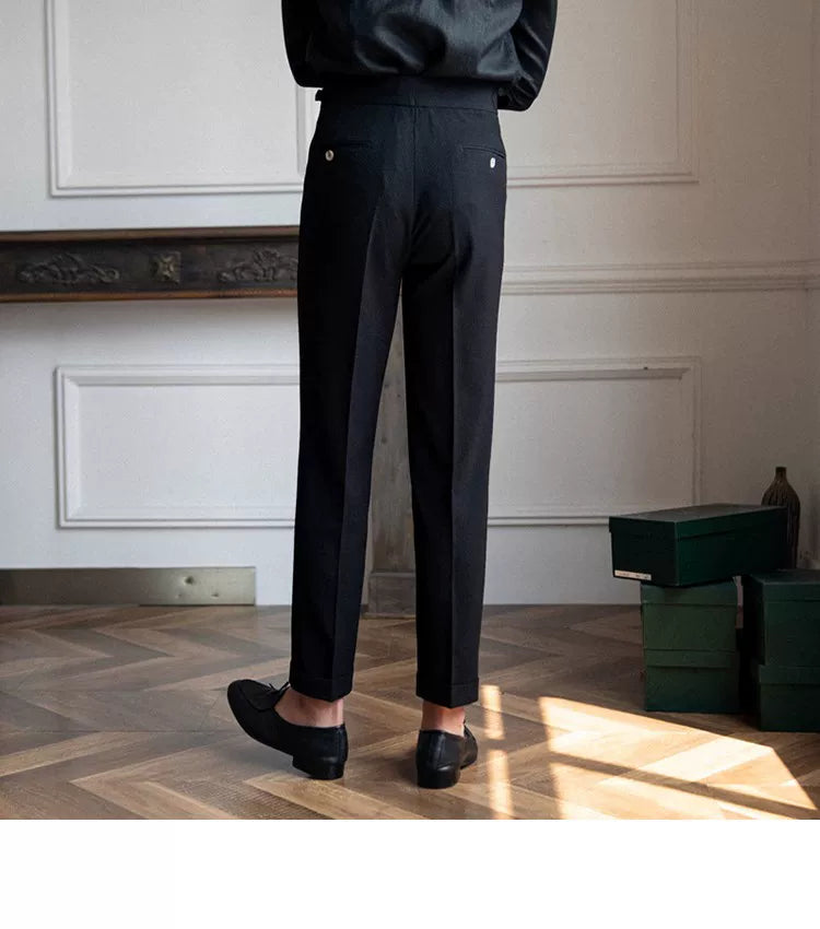 Deer Sanxian Business Men's Summer Bubble Gauze Naples High Waist Straight Pants Japanese Breathable Casual Pants