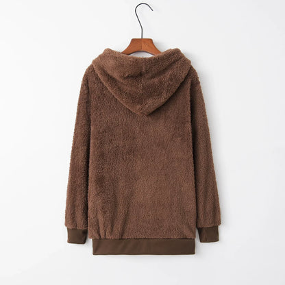 Fashion Trend Long-sleeved Hooded Solid Color, Women's Sweater Coat