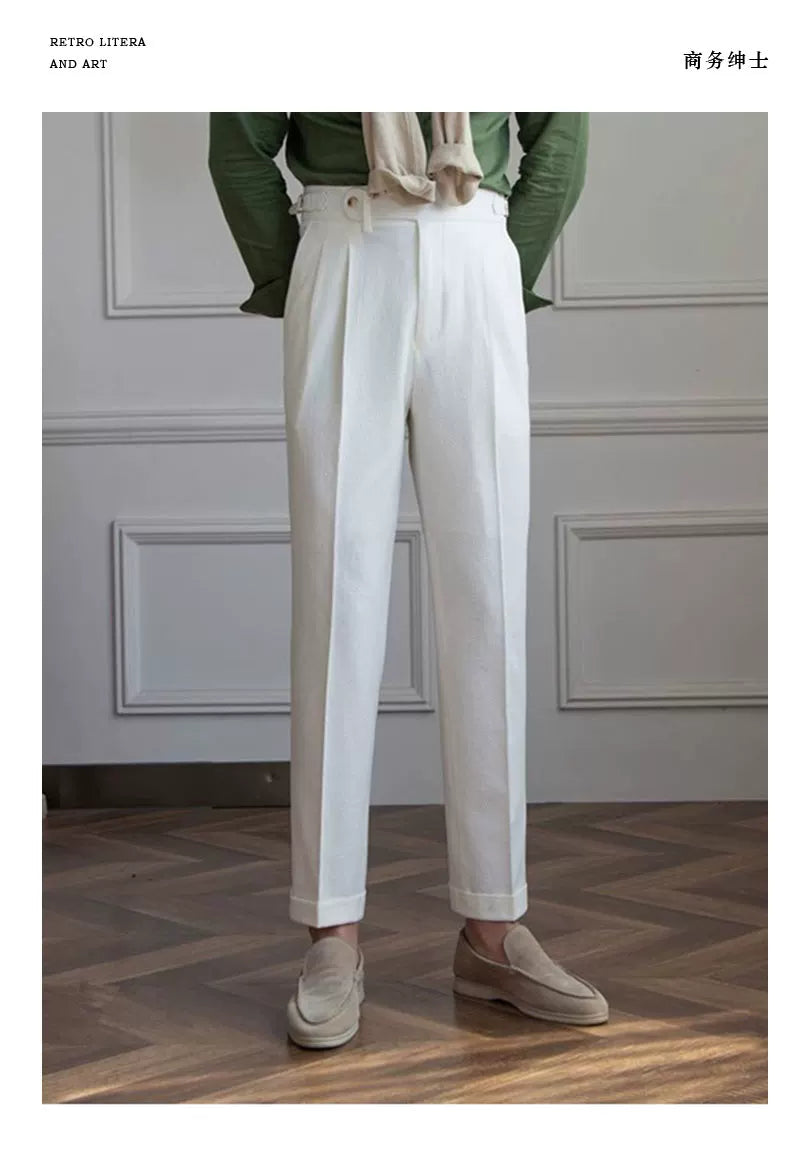 Deer Sanxian Business Men's Summer Bubble Gauze Naples High Waist Straight Pants Japanese Breathable Casual Pants