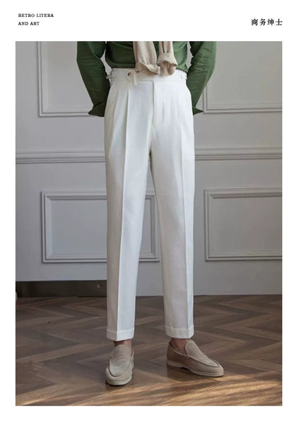 Deer Sanxian Business Men's Summer Bubble Gauze Naples High Waist Straight Pants Japanese Breathable Casual Pants