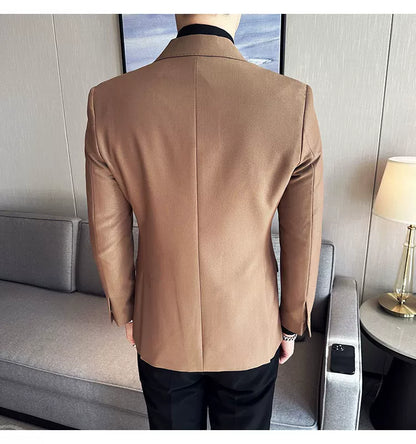 2023 Classic Luxury Mens  Double Breasted Suit Jacket Groom Wedding Tuxedos Business Casual Blazer Social Club Outfits Suit Coat