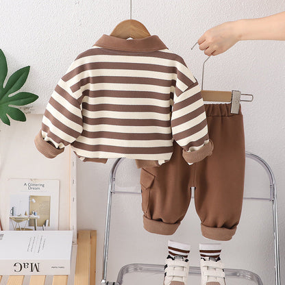 New Autumn Baby Clothes Set Children Boys Striped Long Sleeved T-Shirt Pants 2Pcs/Sets Infant Fashion Costume Kids Tracksuits