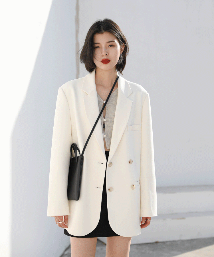 2026 Fashion Women's Blazer Office Lady Long Sleeve Double-breasted Mid-length Casual Coat Ladies Outerwear Stylish Top