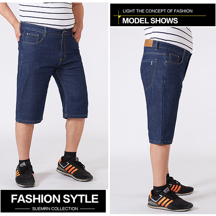 Men Extra Large Size Shorts Knee-length Summer Breeches Denim 2024 Male Bermuda Classic Stretch Plus Size Big 8XL Men Short Jean