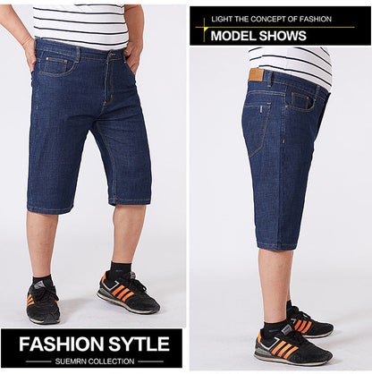 Men Extra Large Size Shorts Knee-length Summer Breeches Denim 2024 Male Bermuda Classic Stretch Plus Size Big 8XL Men Short Jean