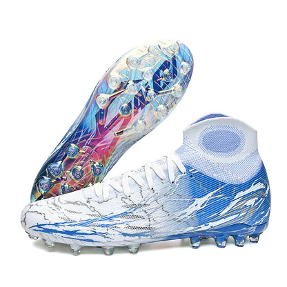 Breathable high top electroplated bottom soccer bootsFG long nails provide super strong grip and durability