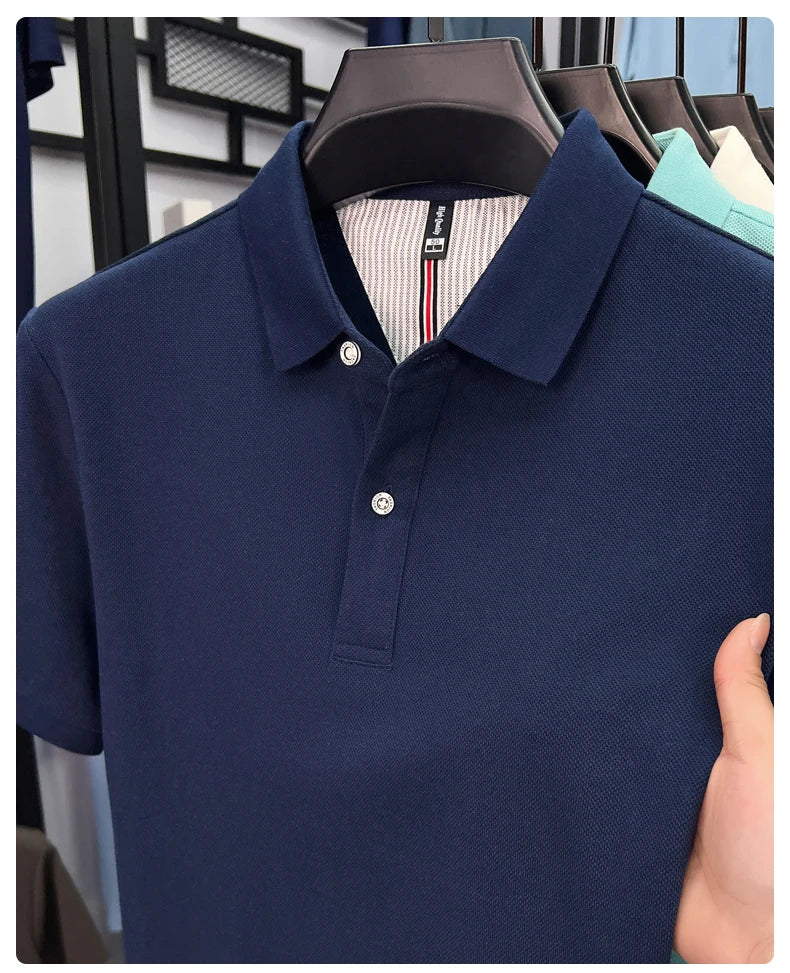 100% cotton short sleeve polo shirt comfortable lightweight high-end brand fashionable simple summer men's casual lapel T-shirt