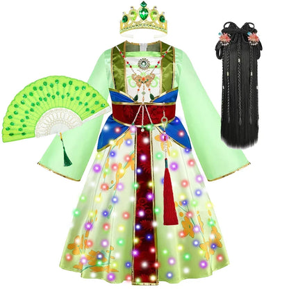 Girl Hua Mulan Princess Costume Children Chinese Hanfu Dress Costumes of Ancient Chinese Person Halloween Carnival Clothing