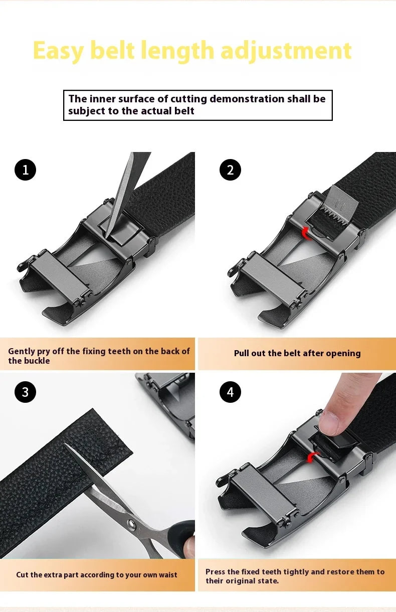 Men's belt high-quality genuine leather belt adjustable automatic belts for man business belt man