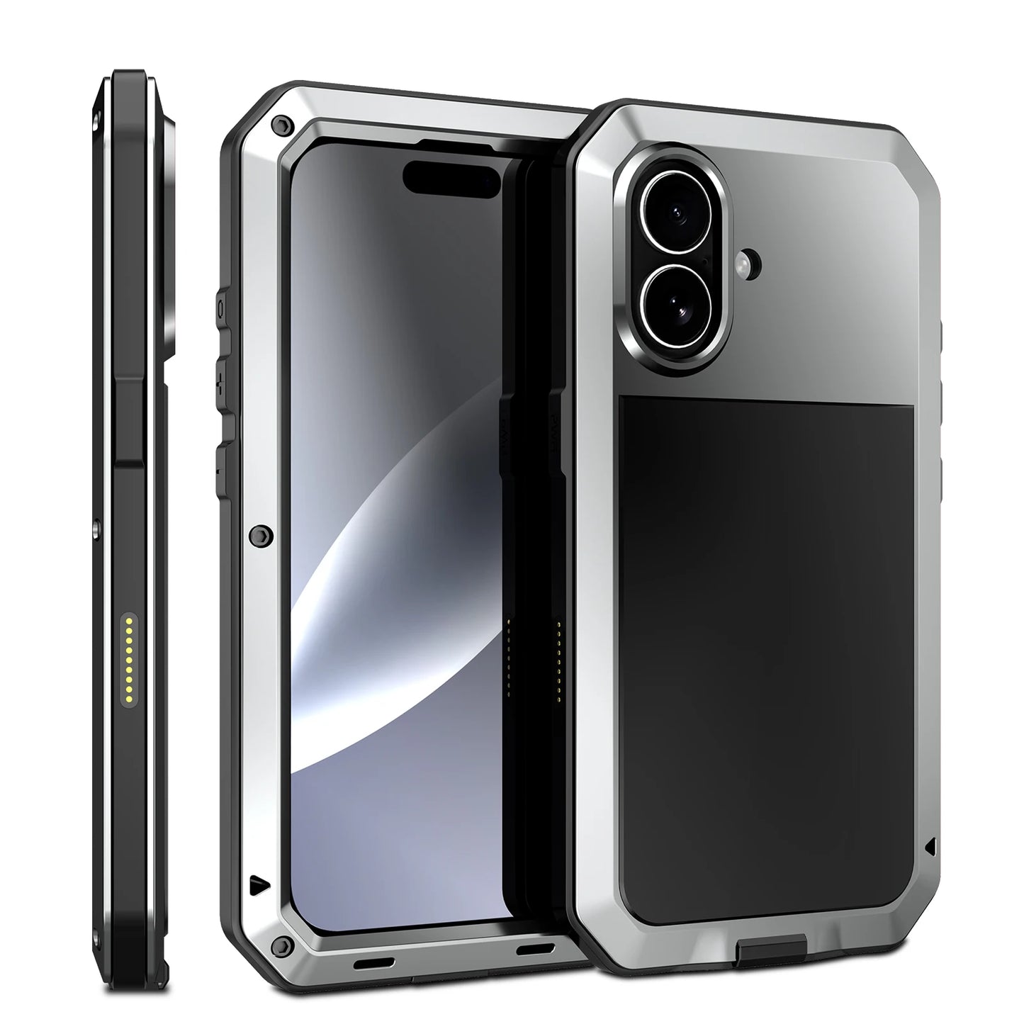 جراب حماية متين من الألومنيوم والمعدن لهواتف iPhone 17 16 15 14 13 Mini 12 Pro 11 XS Max XR 16e مقاوم للصدمات