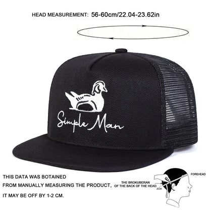 Unisex Simple Man Duck Embroidery Hip-hop Net Hats Spring Summer Outdoor Adjustable Casual Baseball Caps Sunscreen Hat