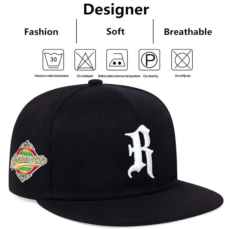 Gothic Letter R Embroidery Hip-hop Hats Spring and Autumn Outdoor Adjustable Casual Baseball Caps Sunscreen Hat