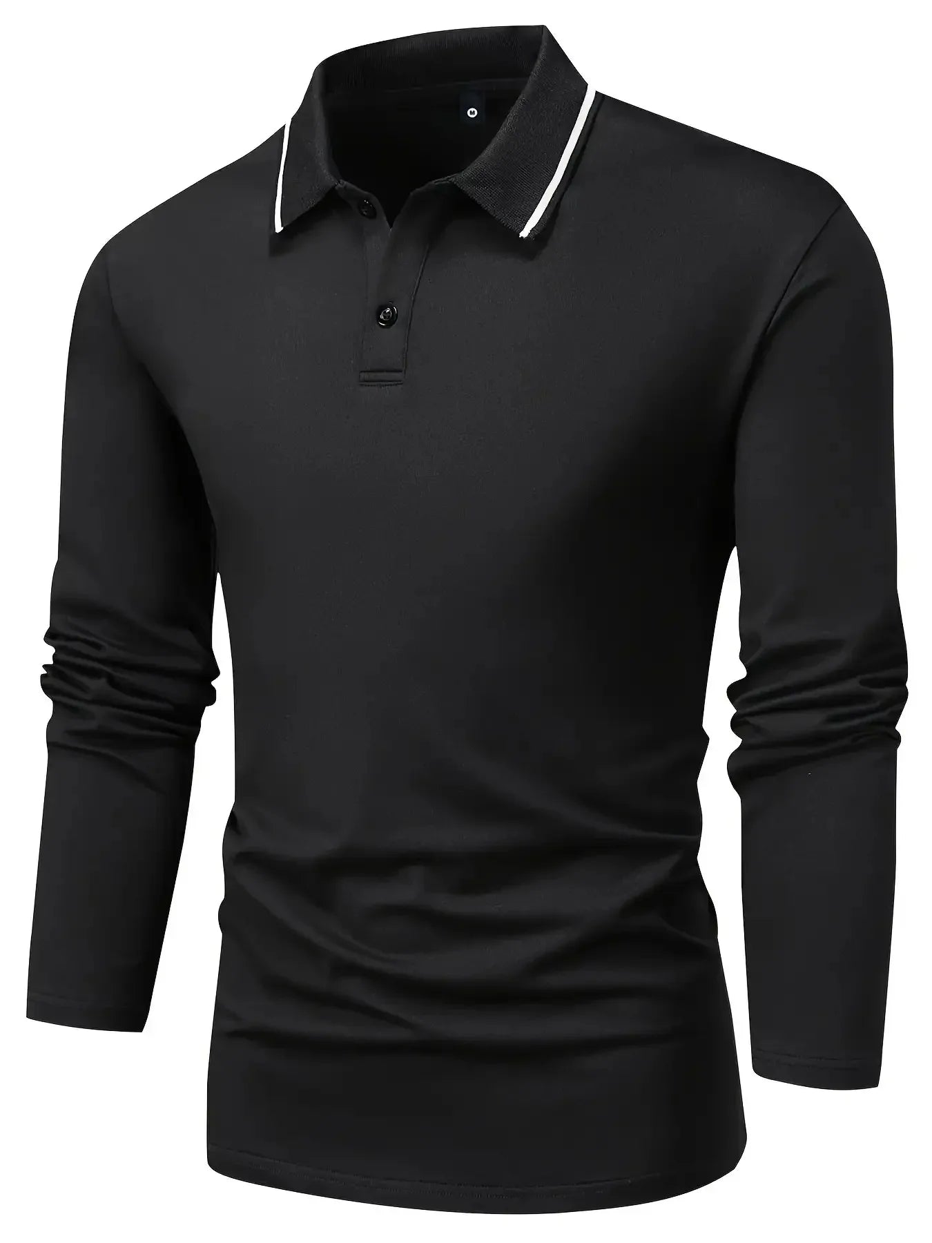 Men's Slim Fit Solid Color Breathable Anti-Wrinkle Polo Shirt Casual Business Long Sleeve Collar Spring Autumn Commute