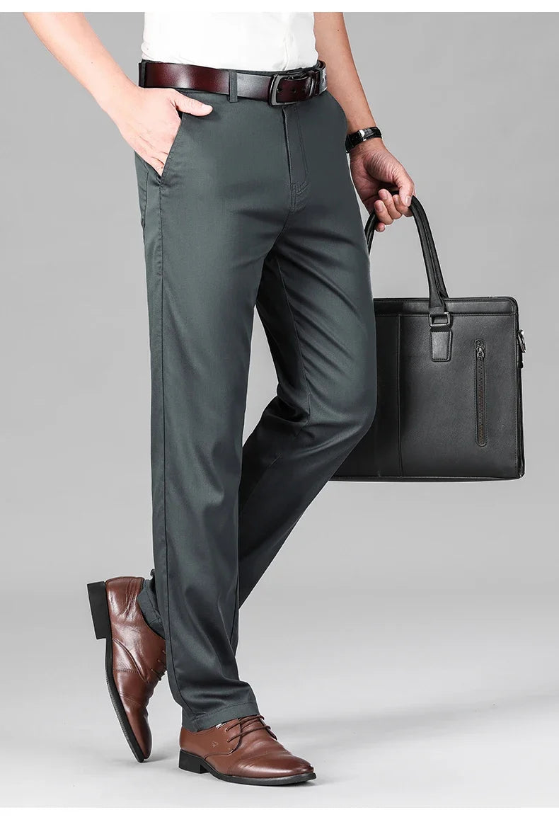 2024 Summer New Men's Business Thin Straight Casual Pants Classic Style cotton Stylish Stretch Luxury Trousers Male Brand