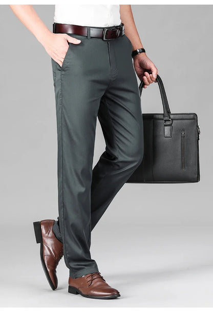 2024 Summer New Men's Business Thin Straight Casual Pants Classic Style cotton Stylish Stretch Luxury Trousers Male Brand