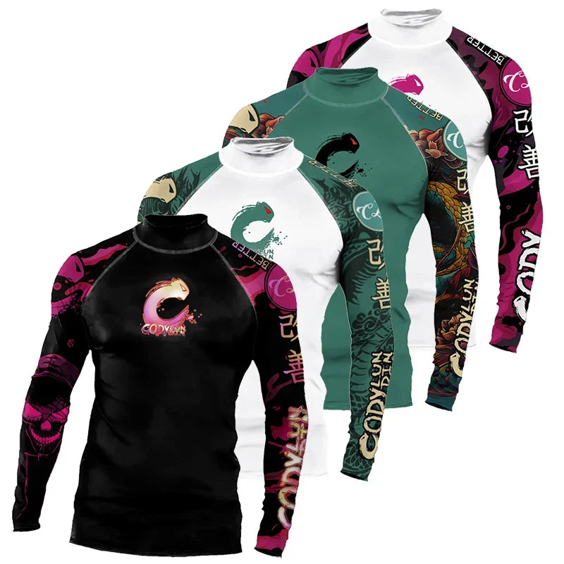 Men's Sports T -shirt Quickly Drying Bodybuilding Fitness Tight Rashguard UV Protection Swimsuit Swimming Shirt Surfing Rash