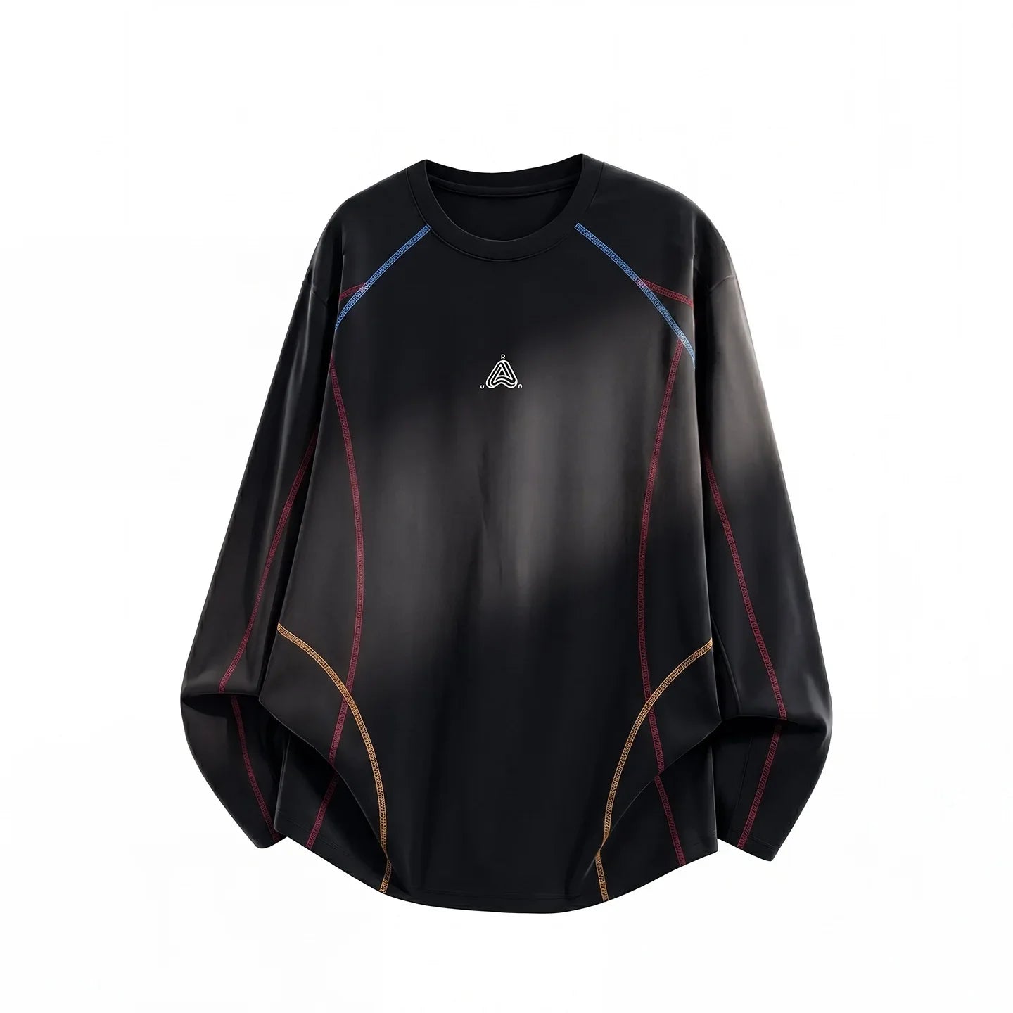 Men's Cool-Touch Contrast Stitch Long Sleeve T-Shirt – Loose Fit Moisture-Wicking Athletic Top for Autumn & Summer Sports