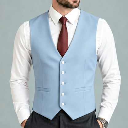 Men Vest Black Solid Single Breasted V Neck Waistcoat For Wedding Groom Banquet Party Business Work Casual Daily Men Suit Vest