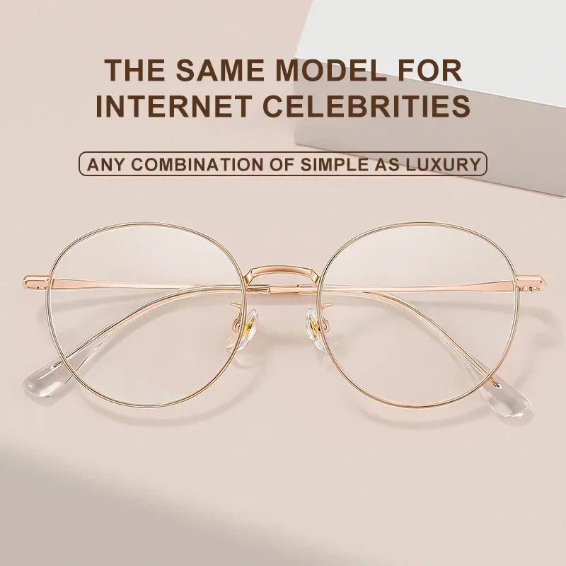 High Quality Round Ultra-light ALL Titanium Eyeglass Frames Women Myopia  Prescription Eyewear Reading Glasses 30821