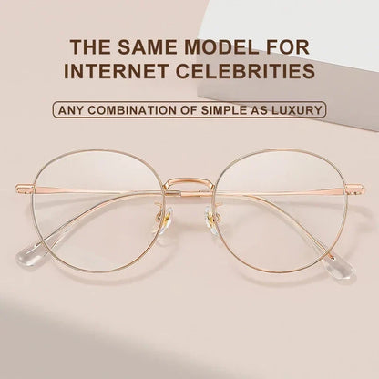 High Quality Round Ultra-light ALL Titanium Eyeglass Frames Women Myopia  Prescription Eyewear Reading Glasses 30821