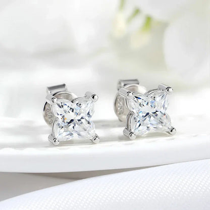 0.4CT 0.8CT Flower Cut Moissanite Stud Earrings for Women Men D Color Vvs1 Birthday Gift Jewelry S925 Sterling Silver