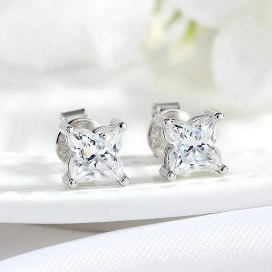 0.4CT 0.8CT Flower Cut Moissanite Stud Earrings for Women Men D Color Vvs1 Birthday Gift Jewelry S925 Sterling Silver