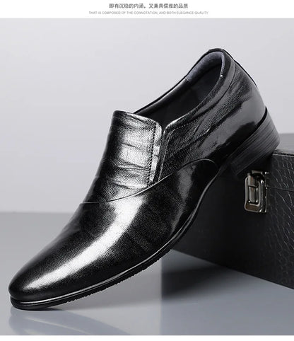 2026 New Low-heeled Business Shoes for Men Black Spring Summer Leather Shoes Male Fashion Casual Dress Shoe Man