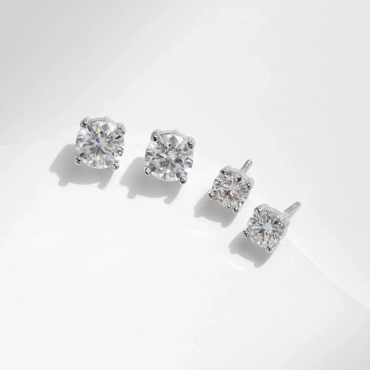 1.00Ct 2.00Ct Moissanite D Color Lab Diamond Stud Earrings For Women 925 Sterling Silver Basic Design Wedding Jewelry