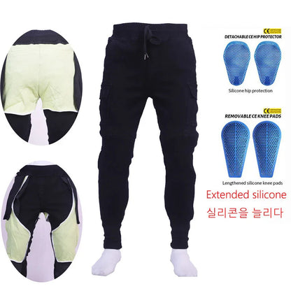 Motorcycle Riding Jeans Pants Soft And Casual Inset Gear Wear-resistant Fireproof Kevlar Protective Layer On Hips And Knees