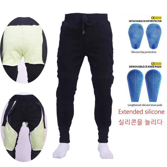 Motorcycle Riding Jeans Pants Soft And Casual Inset Gear Wear-resistant Fireproof Kevlar Protective Layer On Hips And Knees